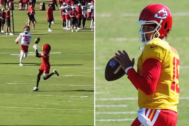 NFL fans spot ‘terrifying’ Patrick Mahomes moment in training camp as QB finds Xavier Worthy with insane deep play