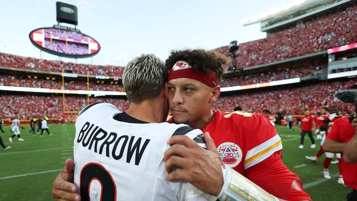 What is Patrick Mahomes’ record against Joe Burrow in his career?