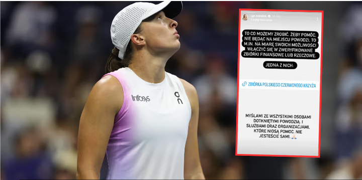 Iga Świątek reaguje na wielką powódź w Polsce. Pojawił się wpis